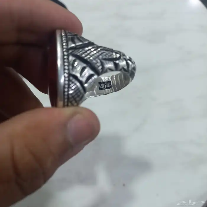 خاتم فضه ثقيله صيغت عارف عقيق كبدي يماني 3
