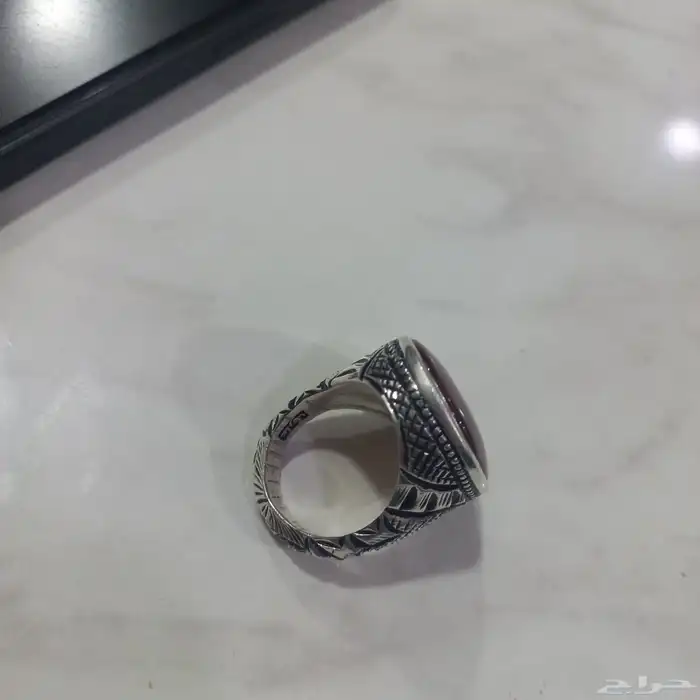 خاتم فضه ثقيله صيغت عارف عقيق كبدي يماني 4