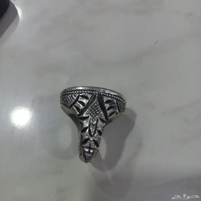 خاتم فضه ثقيله صيغت عارف عقيق كبدي يماني 2