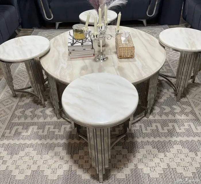 طاولة طقم ستيل رخام 0