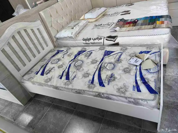 سرير نفر وخشبي مع مرتبة نفر ونص   مع مرتبة متوفر جديد تما 13