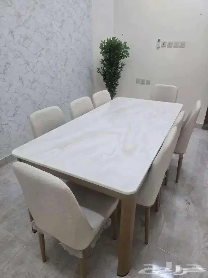 ((( طاولة طعام سفرة رخام لون جذاب 8 كراسي 1300 ريال ))) 0