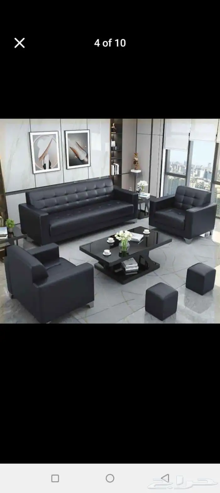 مكتبي كنب جلد فخم جديد مادل متوفر كل الألوان موجود 17