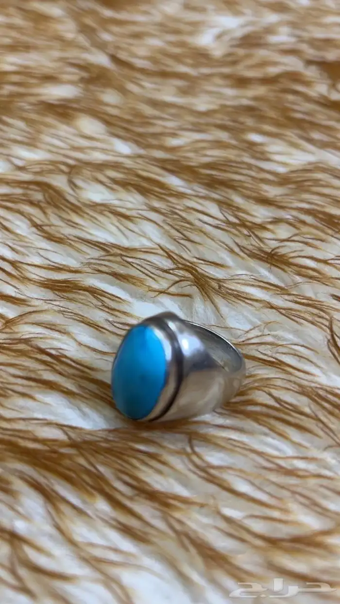 خاتم فيروز فضة عيار 925 منحوت 3
