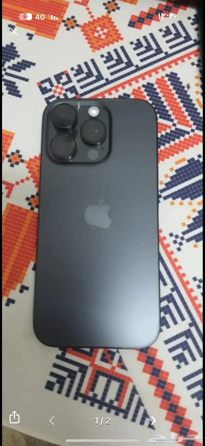 ايفون16 برو اسود قيقا512 نسبت البطرية93 0