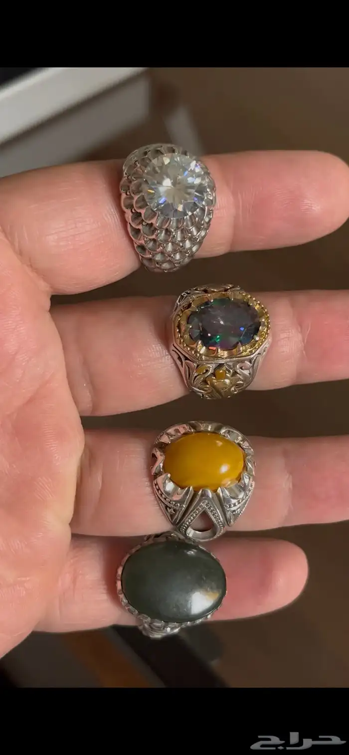 خواتم فيروز نشابوري وعقيق يماني وسليماني هندي ويشم 16