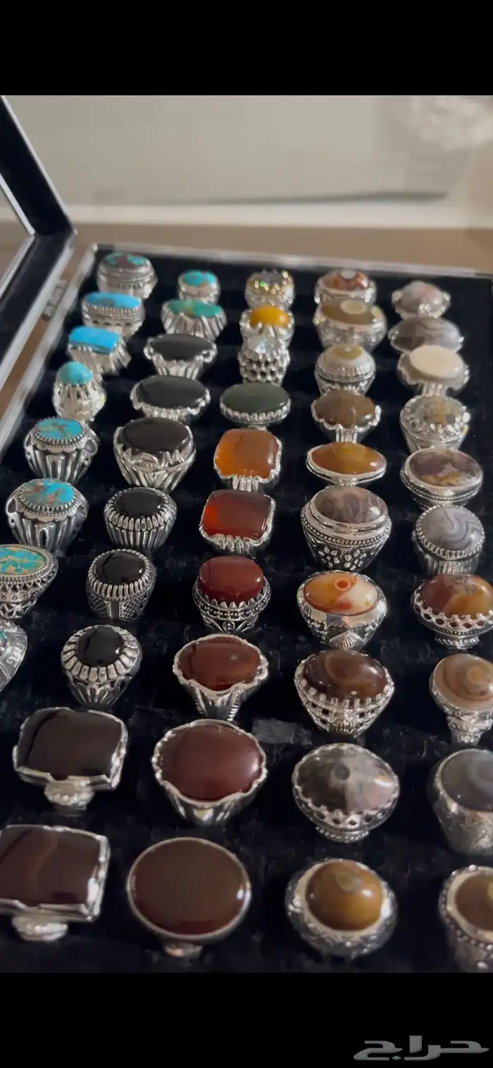 خواتم فيروز نشابوري وعقيق يماني وسليماني هندي ويشم 31