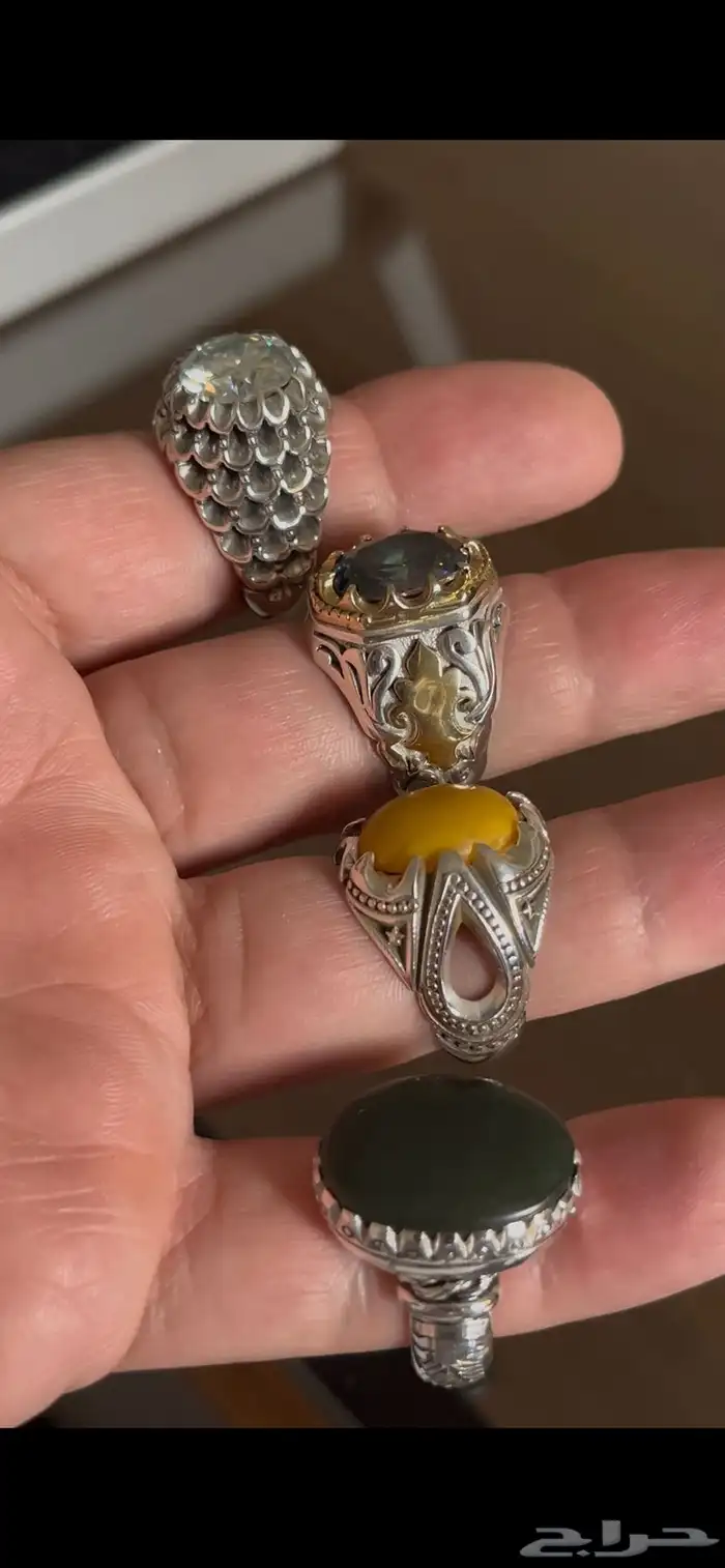 خواتم فيروز نشابوري وعقيق يماني وسليماني هندي ويشم 17
