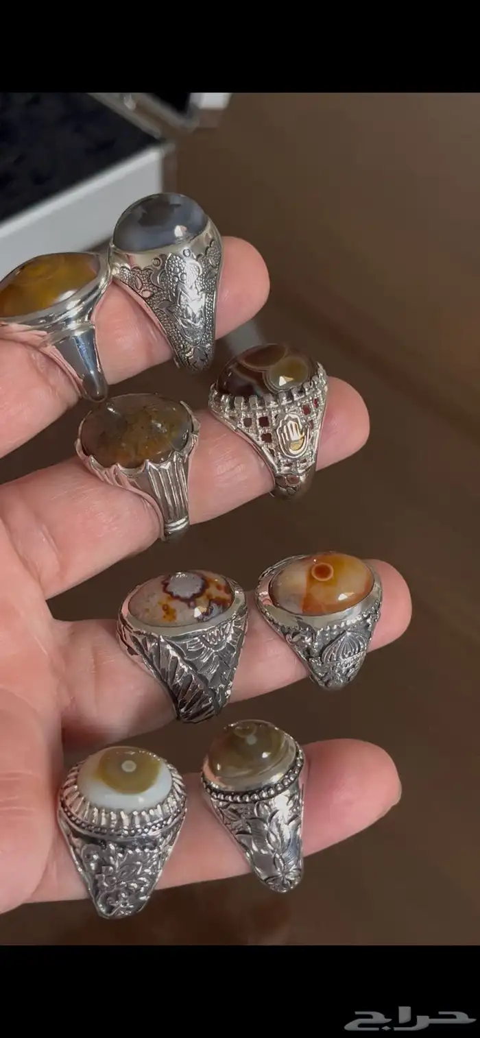 خواتم فيروز نشابوري وعقيق يماني وسليماني هندي ويشم 12