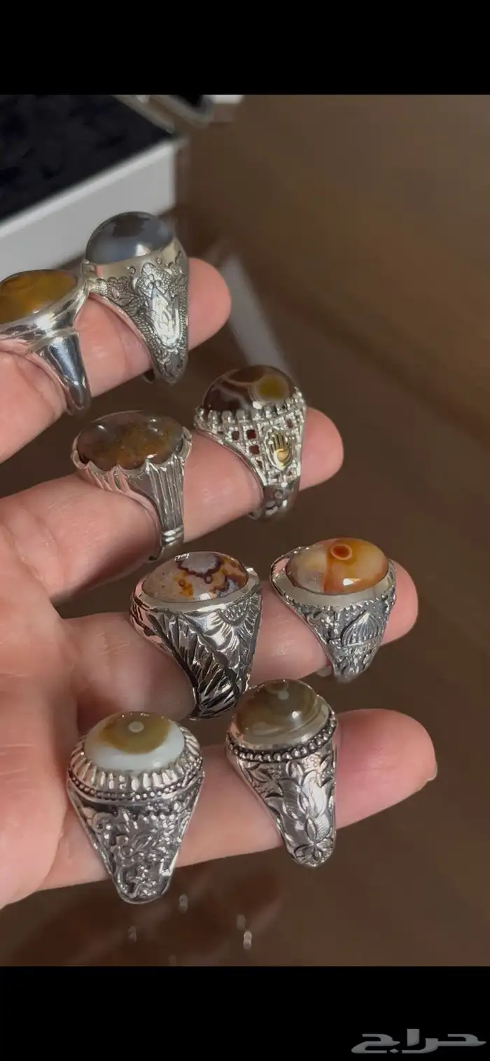 خواتم فيروز نشابوري وعقيق يماني وسليماني هندي ويشم 13
