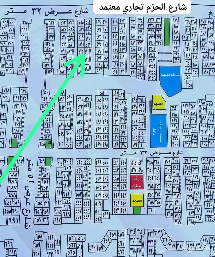 للبيع قطعة ارض في مخطط 6ج س ب حي النور مساحه الارض600م 1