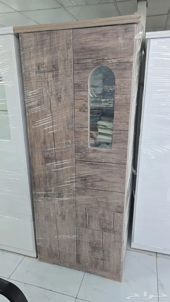 دولاب خشب بابين الون ابيض او بني سم جديد 4