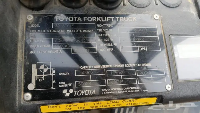 رافعة شوكية تويوتا طن و نص 2