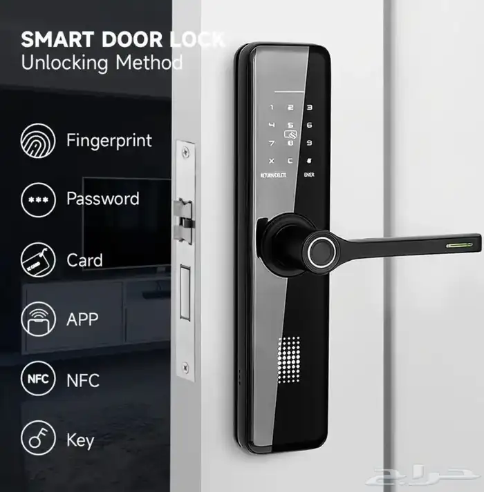 قفل باب ذكي فاخر   فتح بالبصمة والرقم والكرت والتطبيق 0