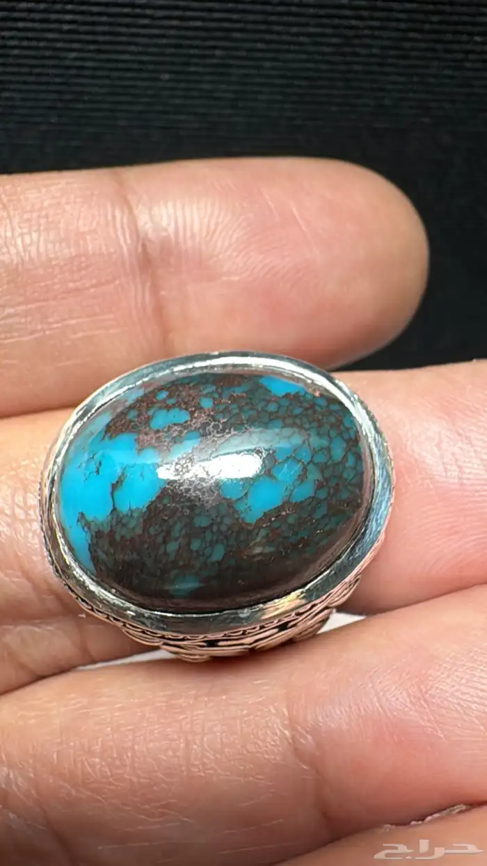 خاتم فيروز سيناوي طبيعي قبة صياغة عارف عيار 990 1