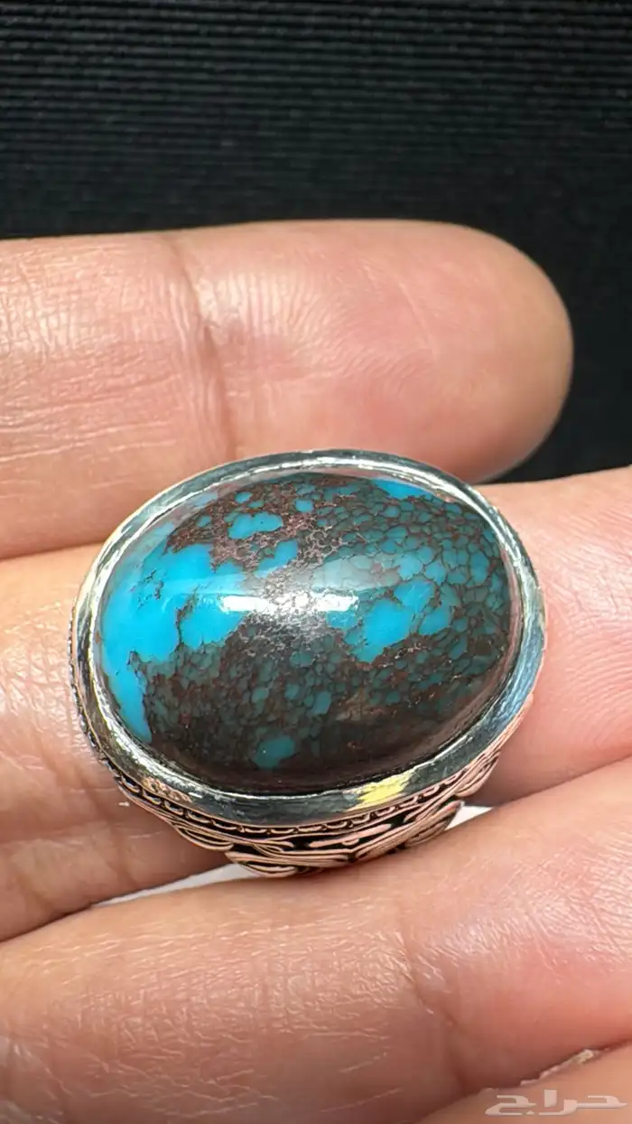 خاتم فيروز سيناوي طبيعي قبة صياغة عارف عيار 990 0