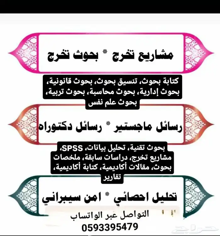 بحوث علميه وجامعيه أسعار رمزيه 0