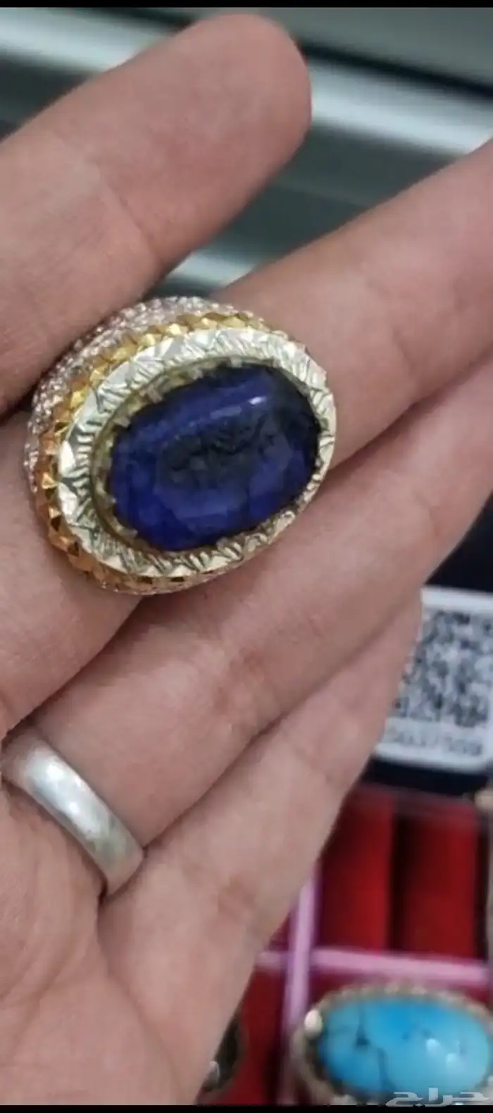 خاتم زفير بالصياغة المميزه من الفضه مع شهادة مطعم بالياقوت 7