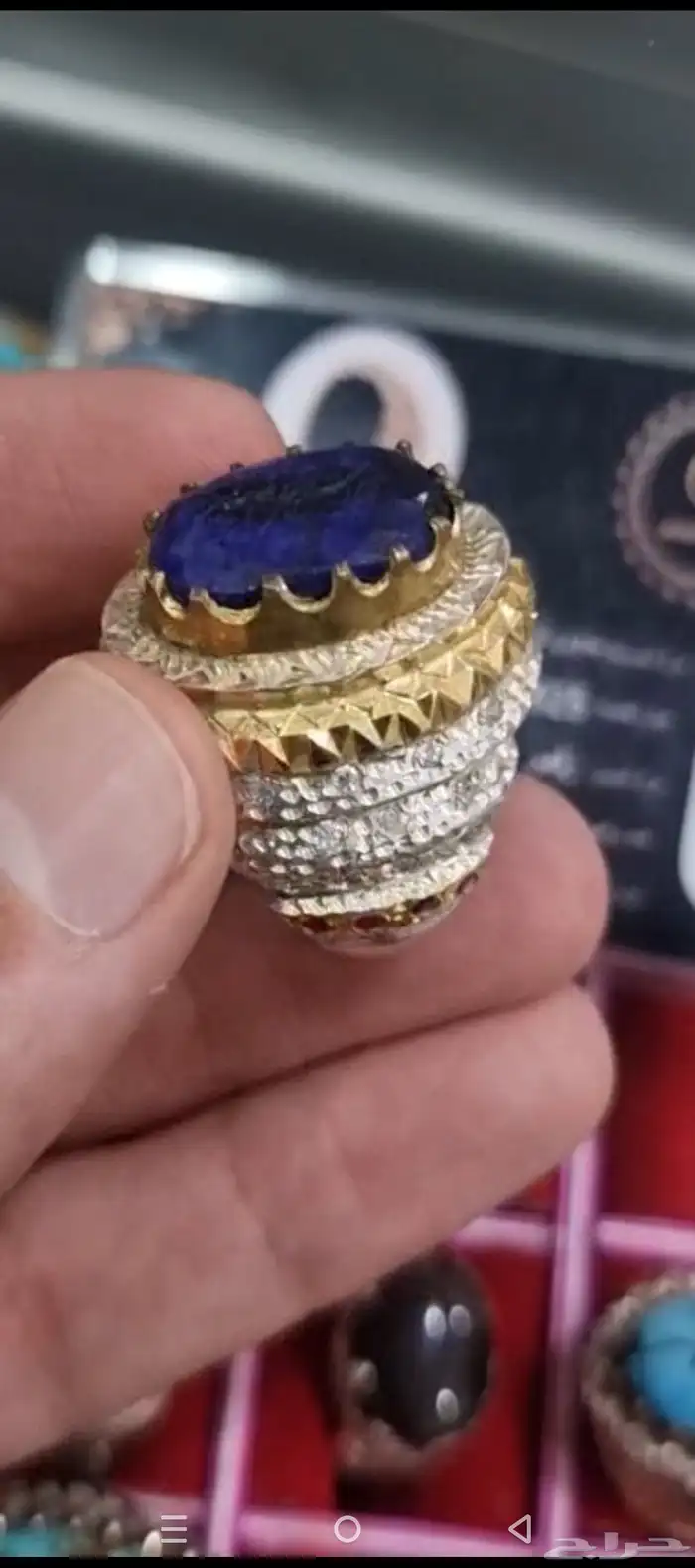 خاتم زفير بالصياغة المميزه من الفضه مع شهادة مطعم بالياقوت 4