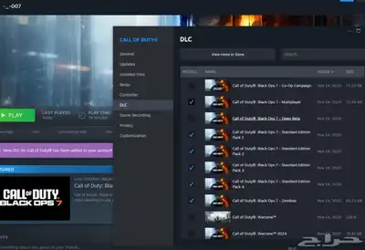 كود 7 حساب بي سي ستيم   Cod BO7 PC steam account index