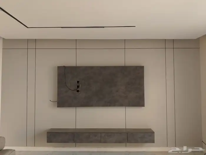 ديكور شاشة رخام مع تكسيات خشبية 8