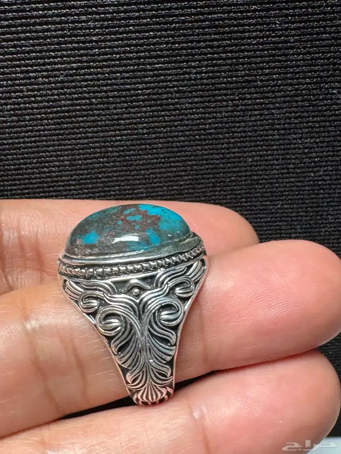 خاتم فيروز سيناوي طبيعي قبة صياغة عارف عيار 990 9