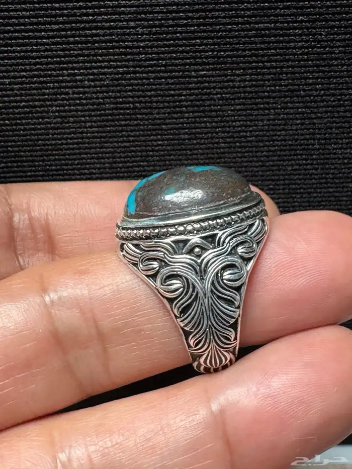 خاتم فيروز سيناوي طبيعي قبة صياغة عارف عيار 990 10