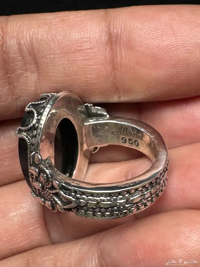 خاتم فضة يدوي عيار 950 عقيق يماني نوادر 11