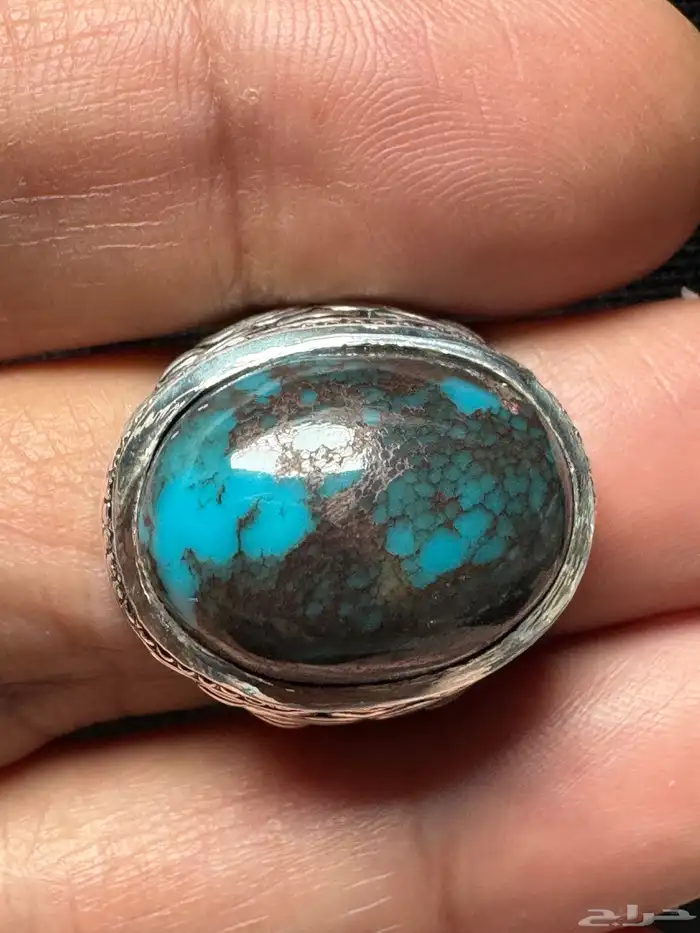 خاتم فيروز سيناوي طبيعي قبة صياغة عارف عيار 990 12