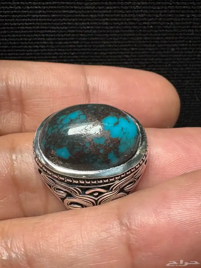 خاتم فيروز سيناوي طبيعي قبة صياغة عارف عيار 990 4