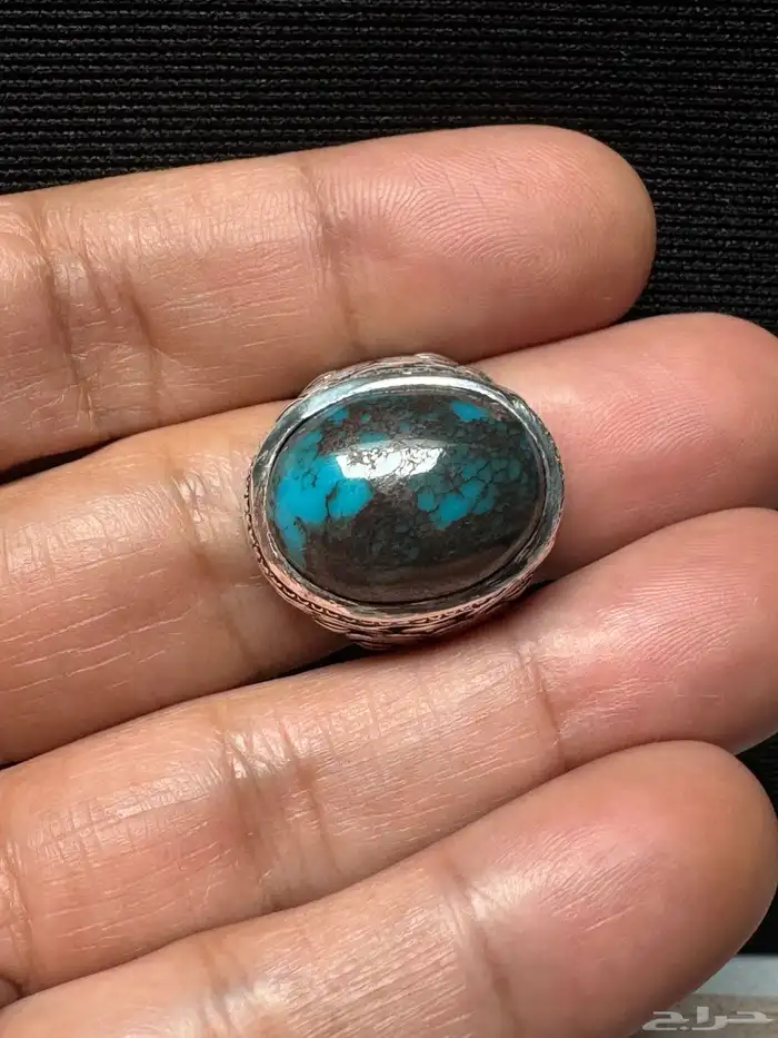 خاتم فيروز سيناوي طبيعي قبة صياغة عارف عيار 990 11