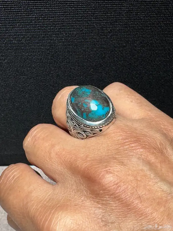 خاتم فيروز سيناوي طبيعي قبة صياغة عارف عيار 990 24