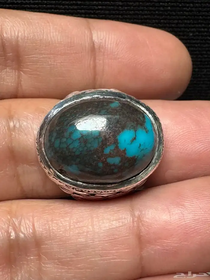 خاتم فيروز سيناوي طبيعي قبة صياغة عارف عيار 990 5