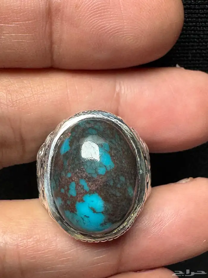 خاتم فيروز سيناوي طبيعي قبة صياغة عارف عيار 990 20