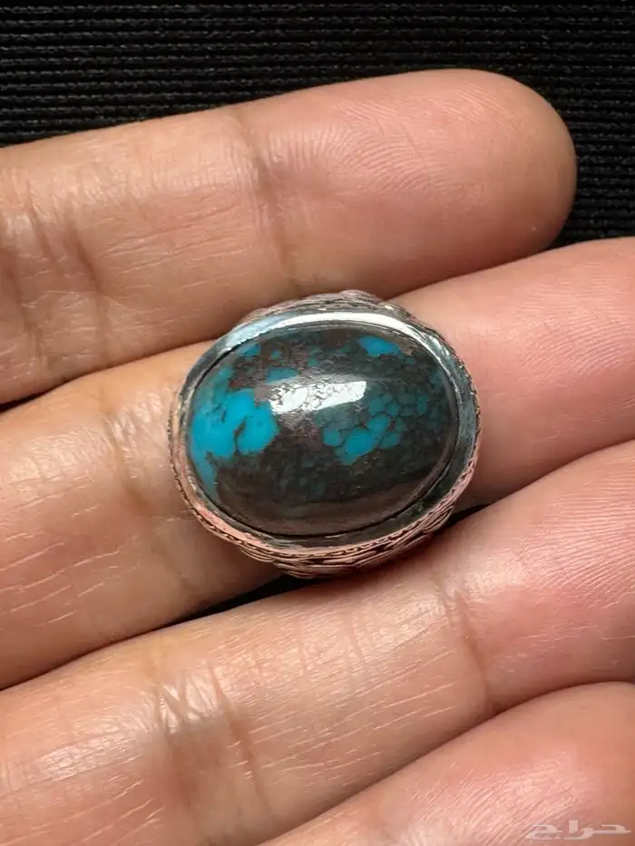 خاتم فيروز سيناوي طبيعي قبة صياغة عارف عيار 990 16