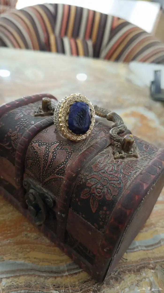 خاتم زفير بالصياغة المميزه من الفضه مع شهادة مطعم بالياقوت 9