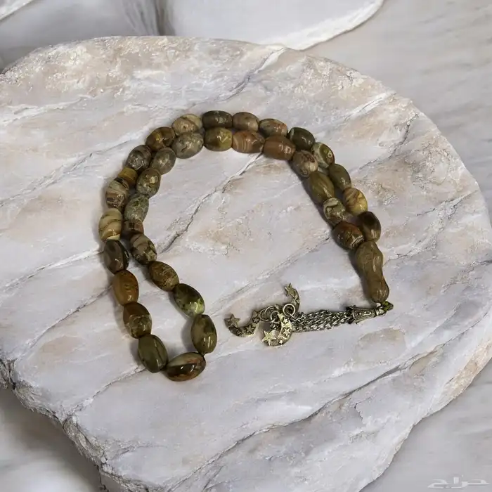 مسبحة عقيق طحلبي فاخرة 0