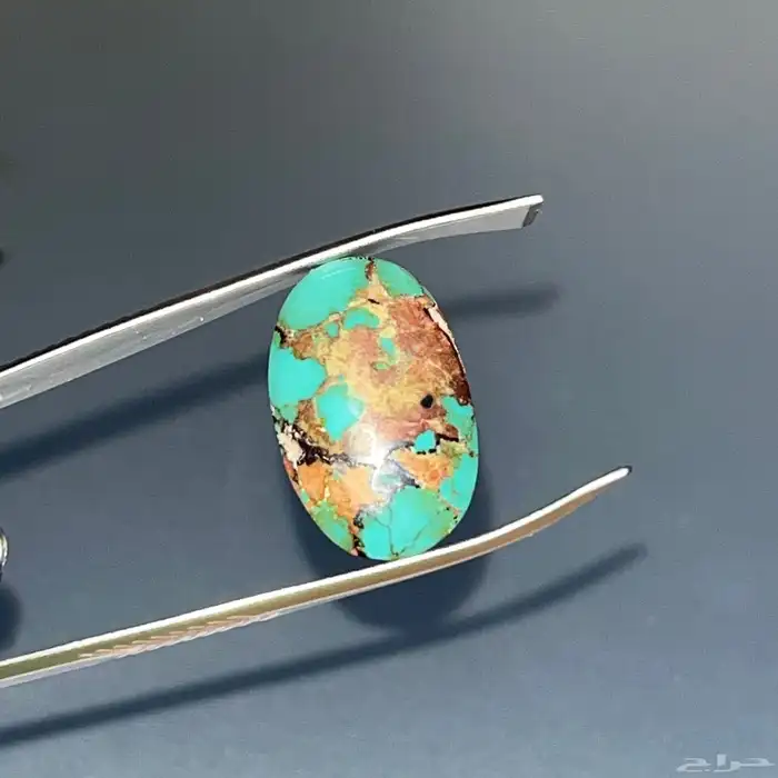 فص فيروز نيشابوري طبيعي معرق ذهبي 2