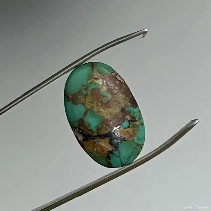 فص فيروز نيشابوري طبيعي معرق ذهبي 0