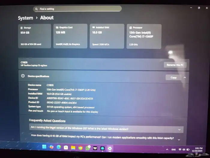 لابتوب HP قوي للبيع - دراسة - برمجة - هندسة - تصاميم - ألعاب 6