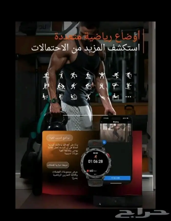 ساعة ذكية HT33 أصلية - بطارية جبارة 1100mAh- مقاومة للماء 15