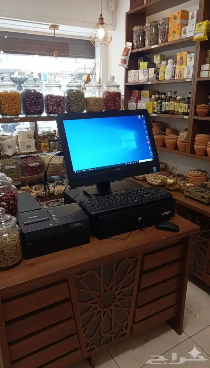 عروووض كاشير مكتبي مستعمل لمحلات العطارة 0