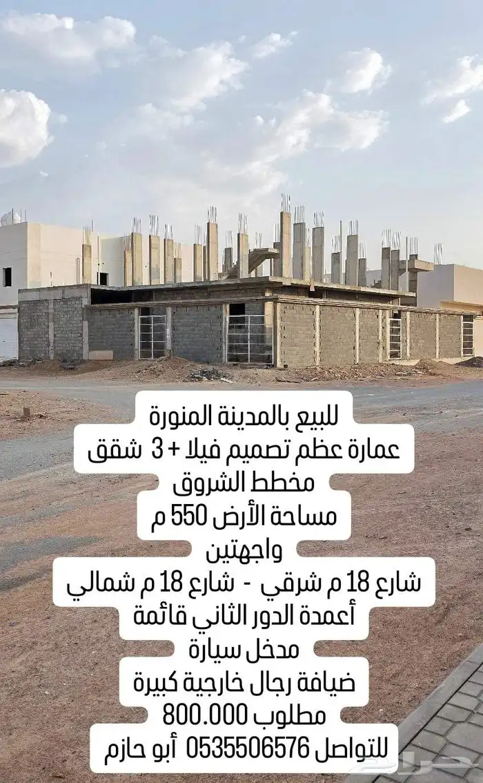 عمارة سكنية موقع مميز حي حثم داخل الحد 1