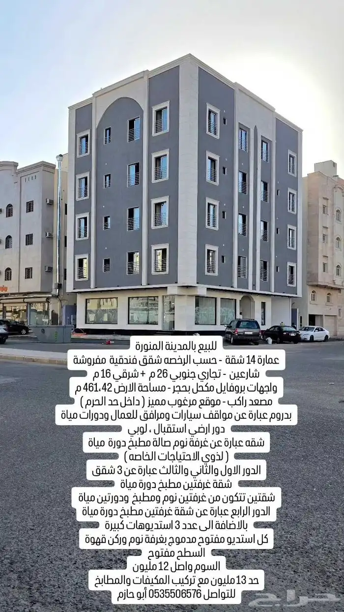 عمارة سكنية موقع مميز حي حثم داخل الحد 16