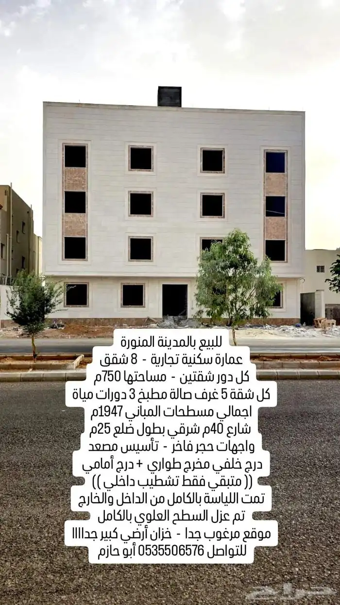 عمارة سكنية موقع مميز حي حثم داخل الحد 22