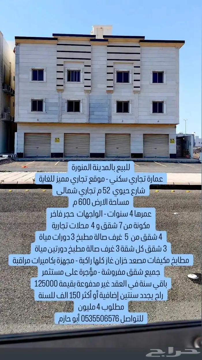 عمارة سكنية موقع مميز حي حثم داخل الحد 26