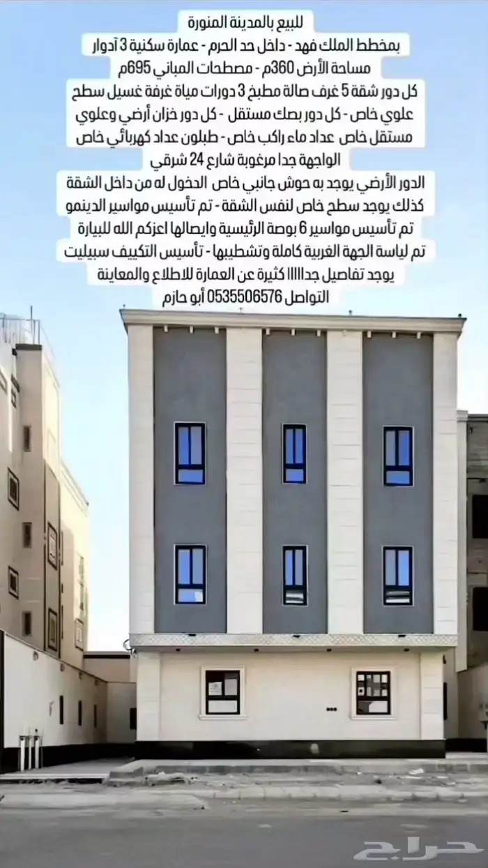 عمارة سكنية موقع مميز حي حثم داخل الحد 19
