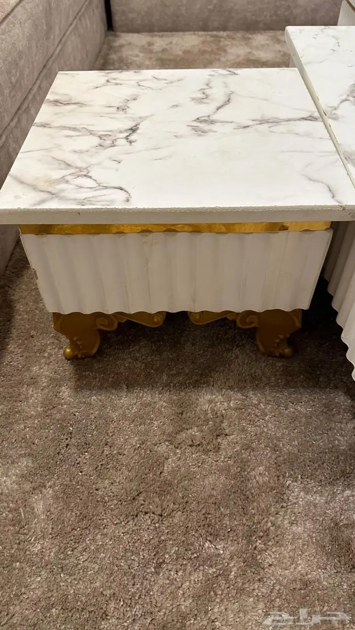 طقم طاولات قهوة متداخلة (5 قطع) بتصميم رخامي فخم 1