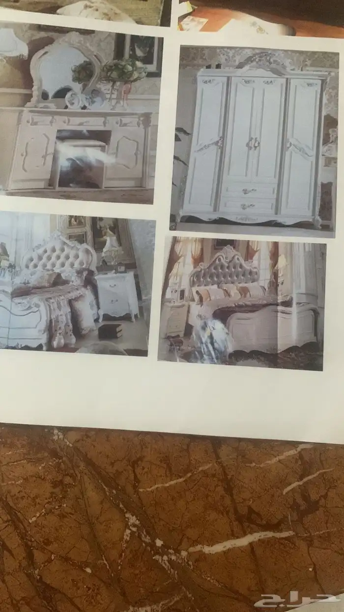 غرفة نوم كامله سرير فردين   مع تسرحة مع كرسي التسريحة دولاب 0