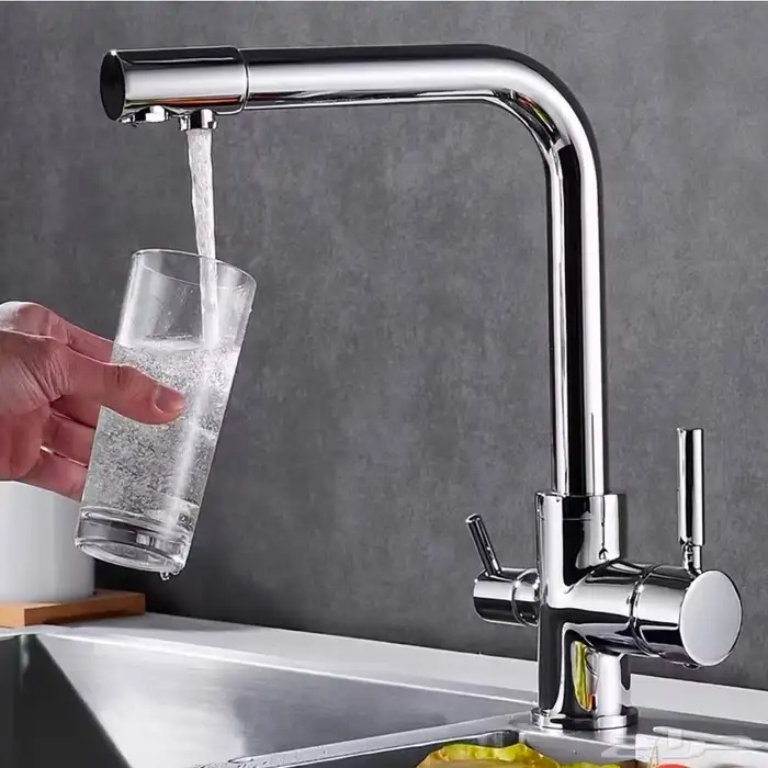 خلاط مجلى كروم مطفي ثلاثة خطوط مع خط ماء للشرب 1